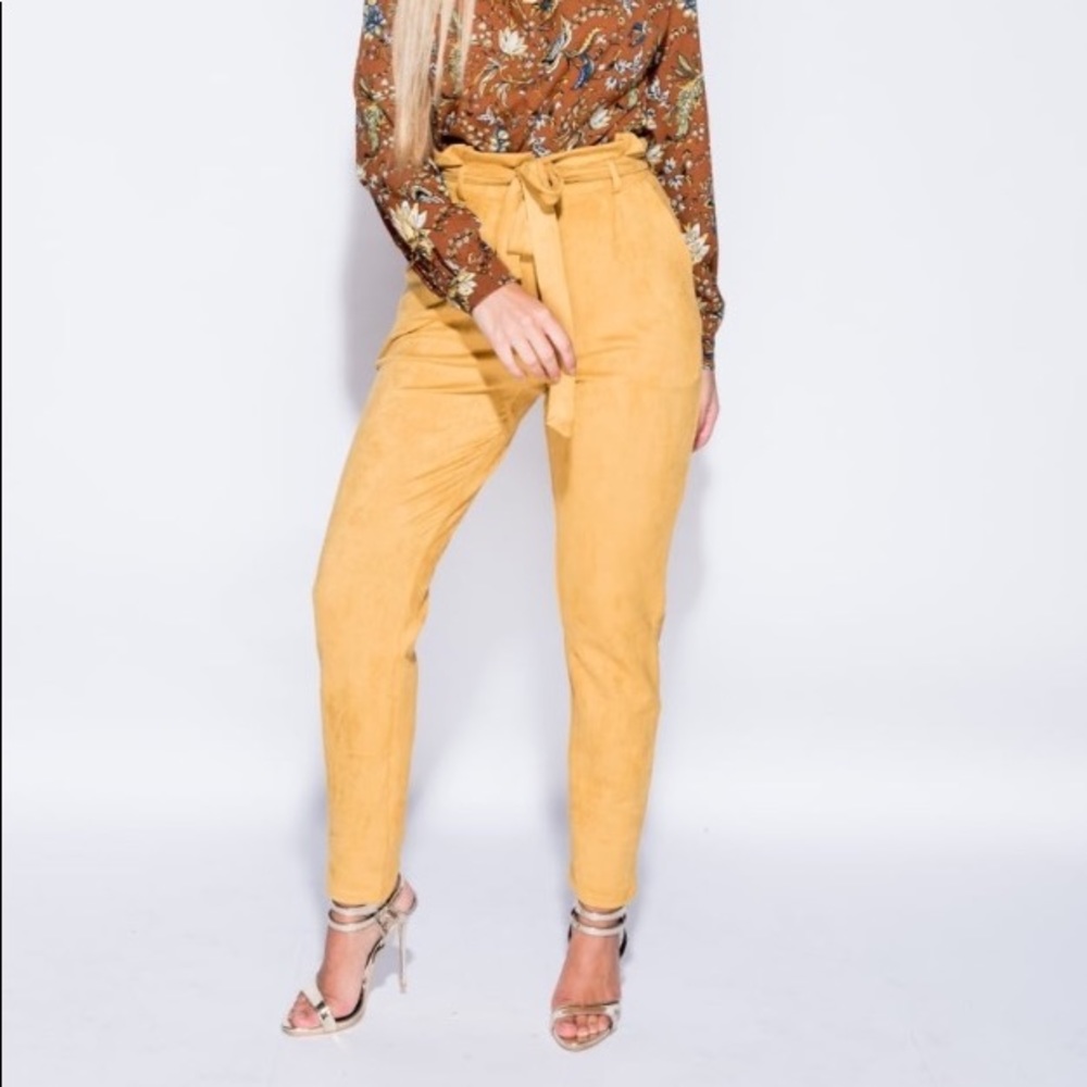 Abby Suedette Tie Waist Pants
